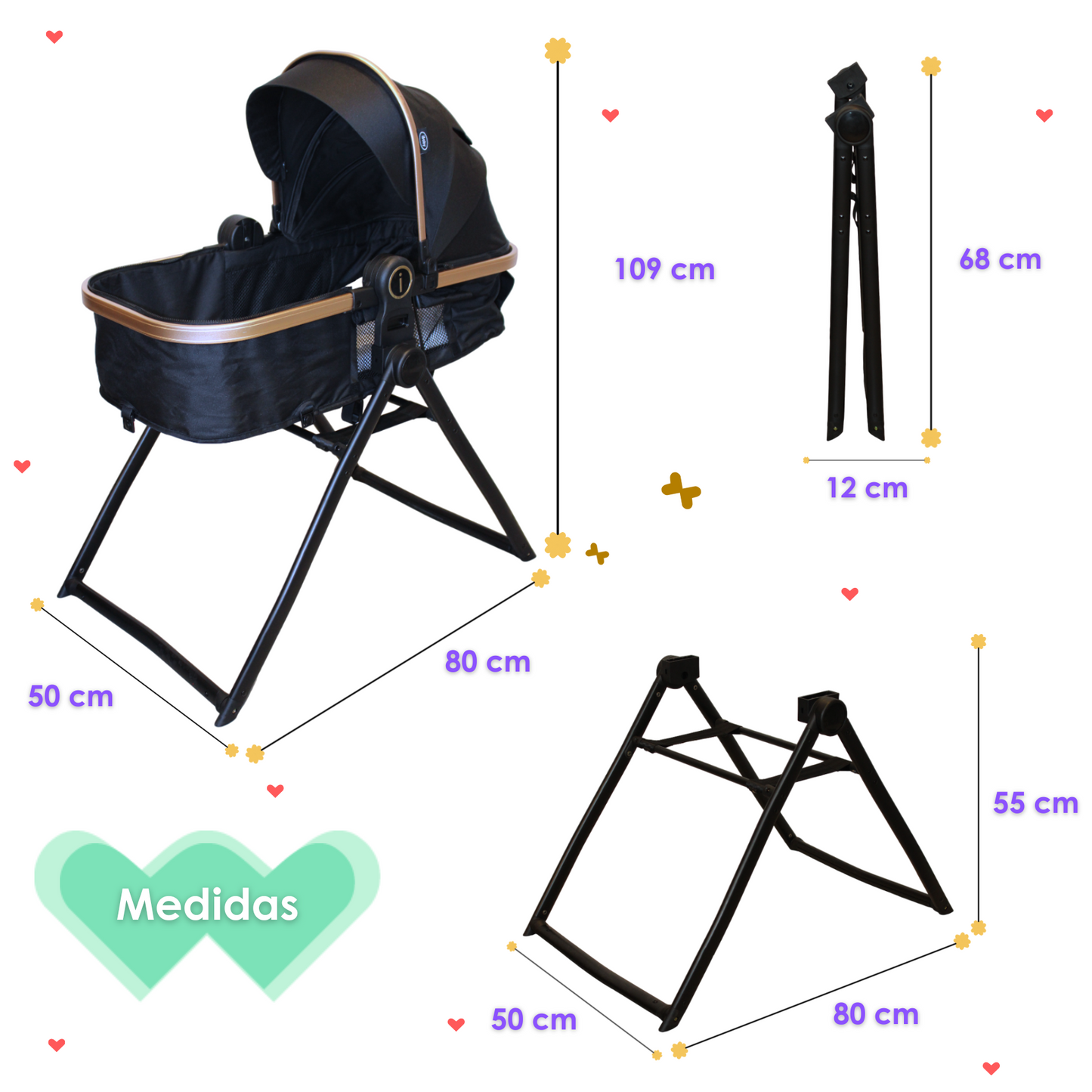 Carriola 6 En1 | Mecedora | Autoasiento | Amalfi - Negro - Ibaby