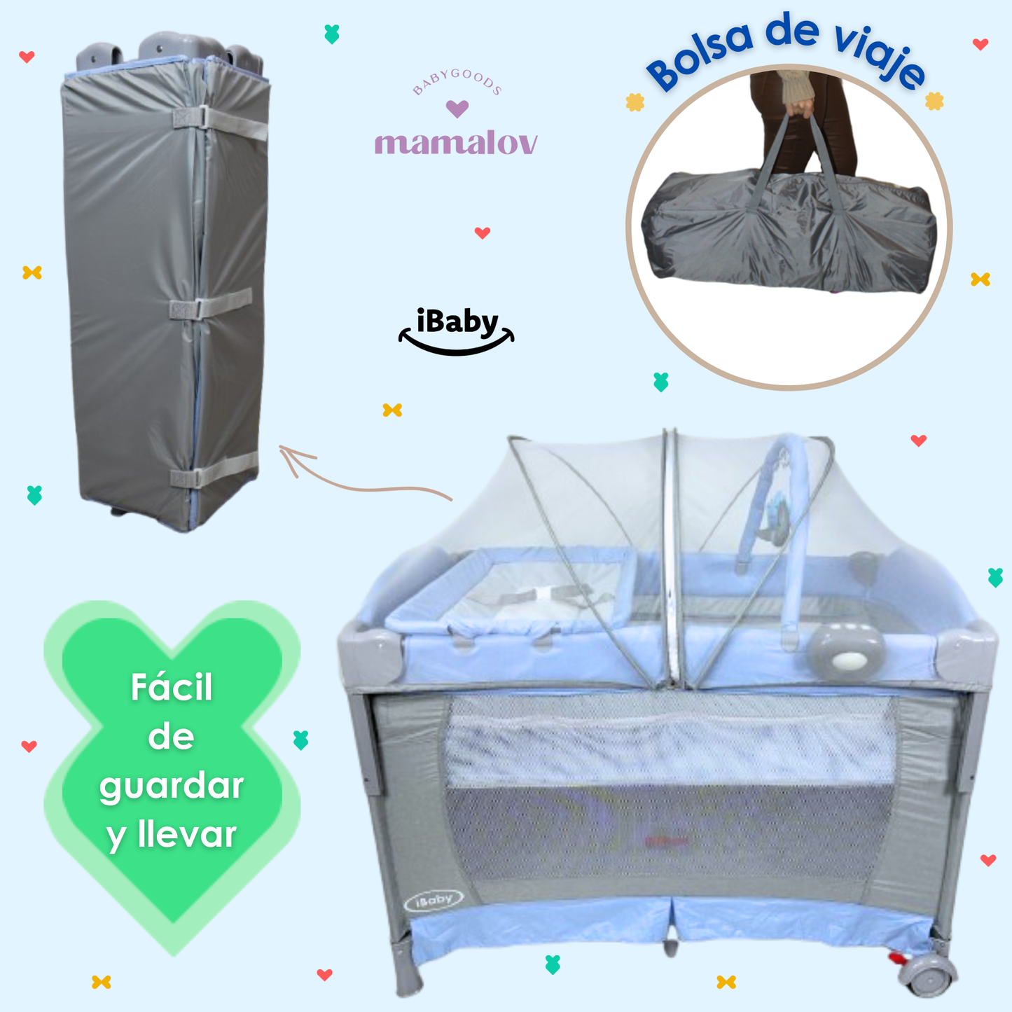 Cuna Corral Mecedora Y Colecho 4en1 Para BebǸs Tuscani Ibaby