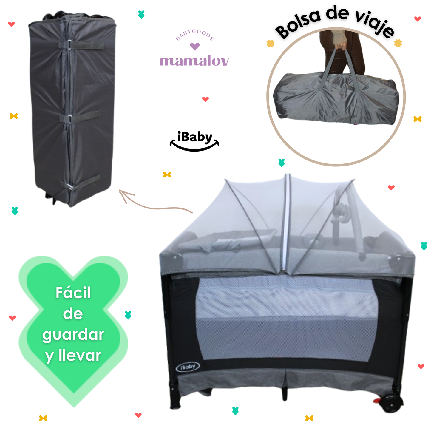 Cuna Corral Mecedora Y Colecho 4en1 Para BebǸs Tuscani Ibaby