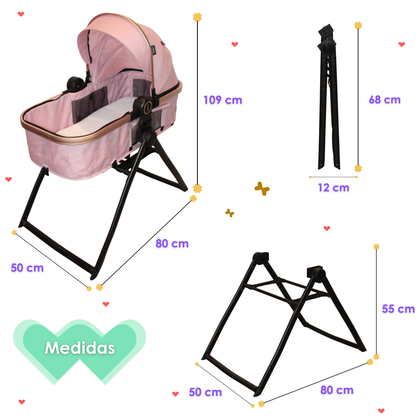 Carriola 6 En1 | Mecedora | Autoasiento | Amalfi - Rosa - Ibaby
