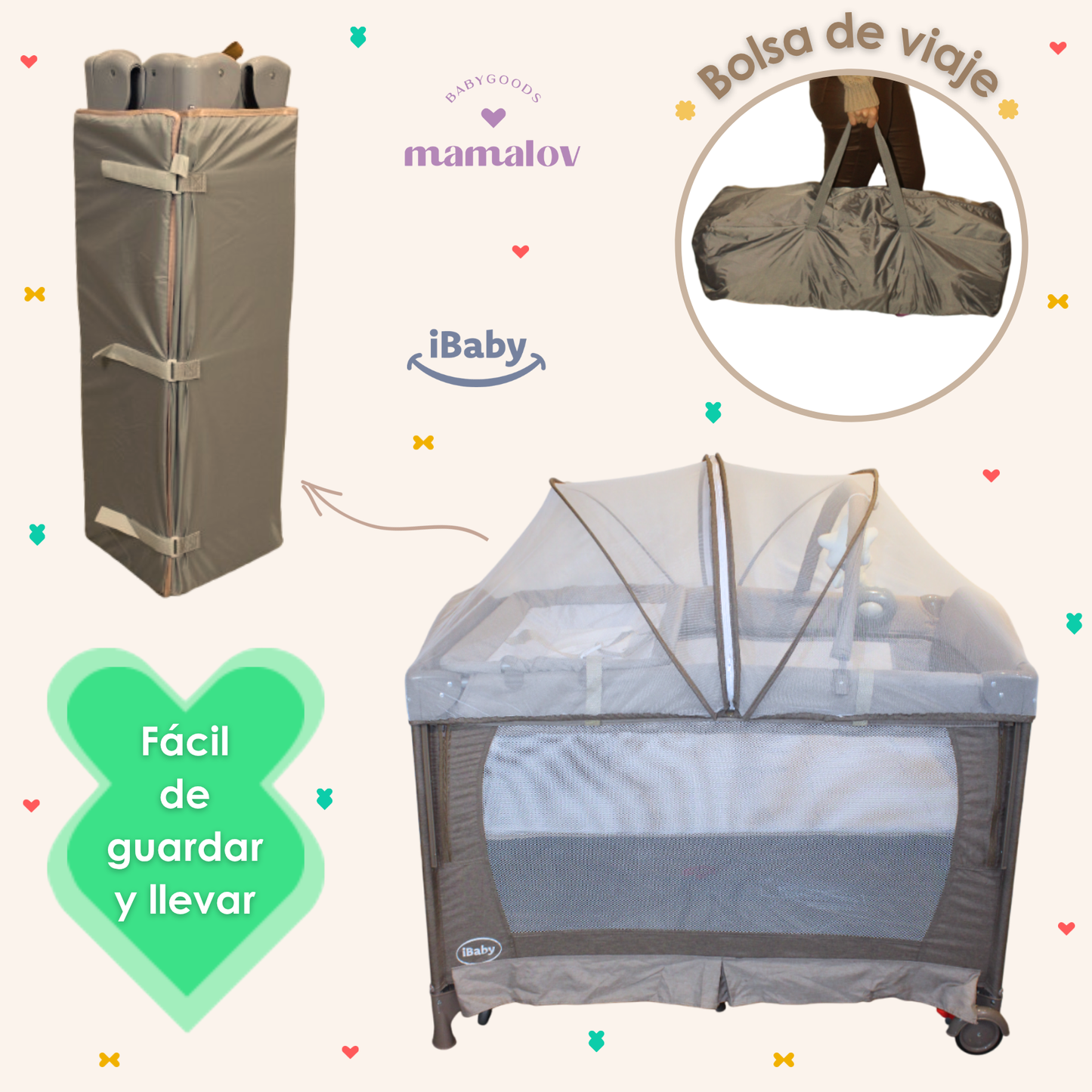 Cuna Corral Mecedora Y Colecho 4en1 Para BebǸs Tuscani Ibaby