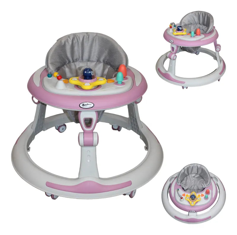Andadera Para Bebes Plegable Musical Ping Rosa ibaby