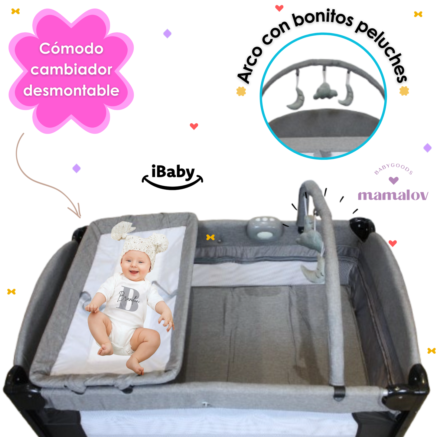Cuna Corral Mecedora Y Colecho 4en1 Para BebǸs Tuscani Ibaby