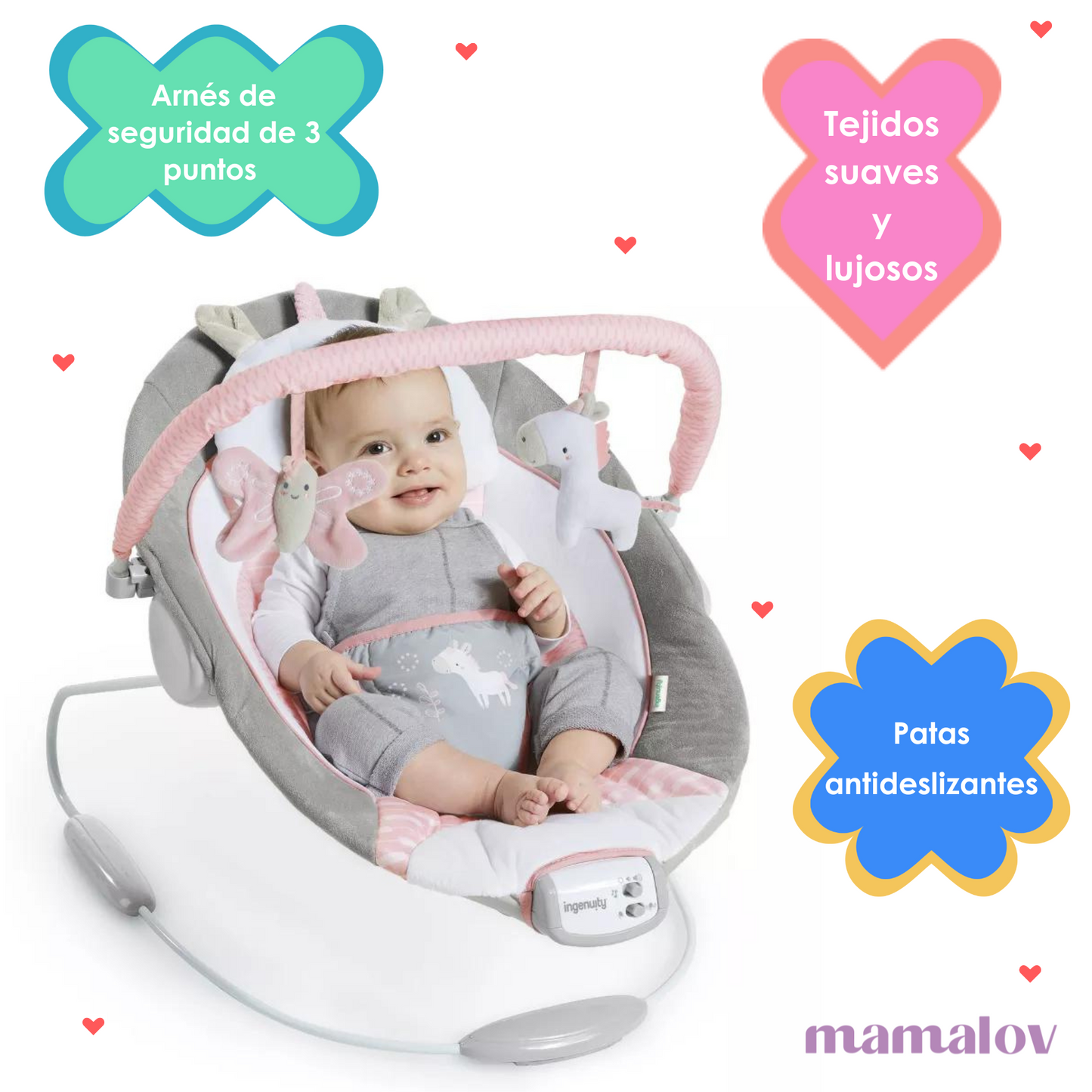 Bouncer Silla Vibradora Flora Unicornio 12201 - Rosa - Ingenuity