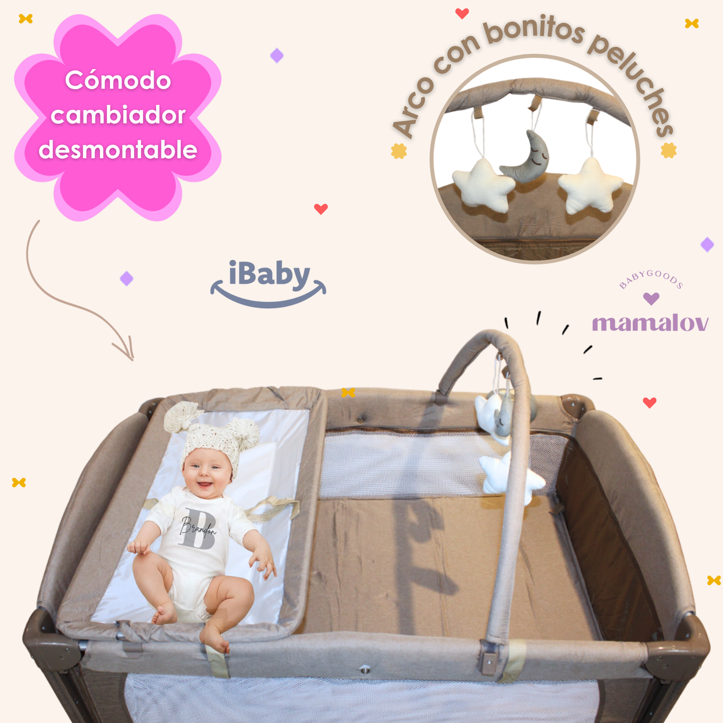 Cuna Corral Mecedora Y Colecho 4en1 Para Bebés Tuscani Ibaby