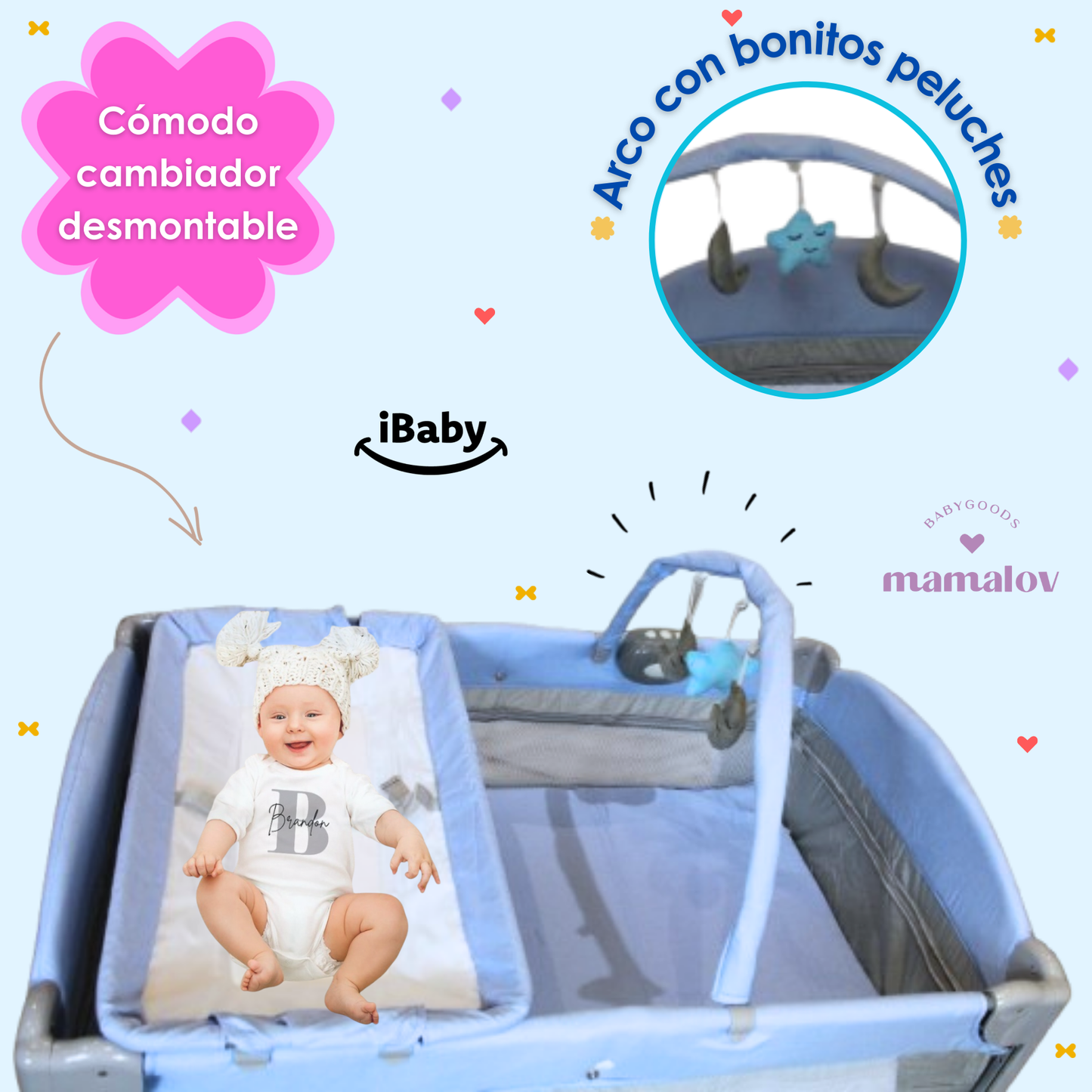 Cuna Corral Mecedora Y Colecho 4en1 Para Bebés Tuscani Ibaby