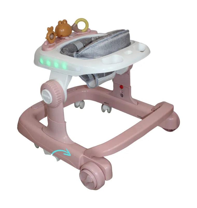 Andadera Y Caminadora 3 En 1 Musical Luces Led Rosa Ibaby