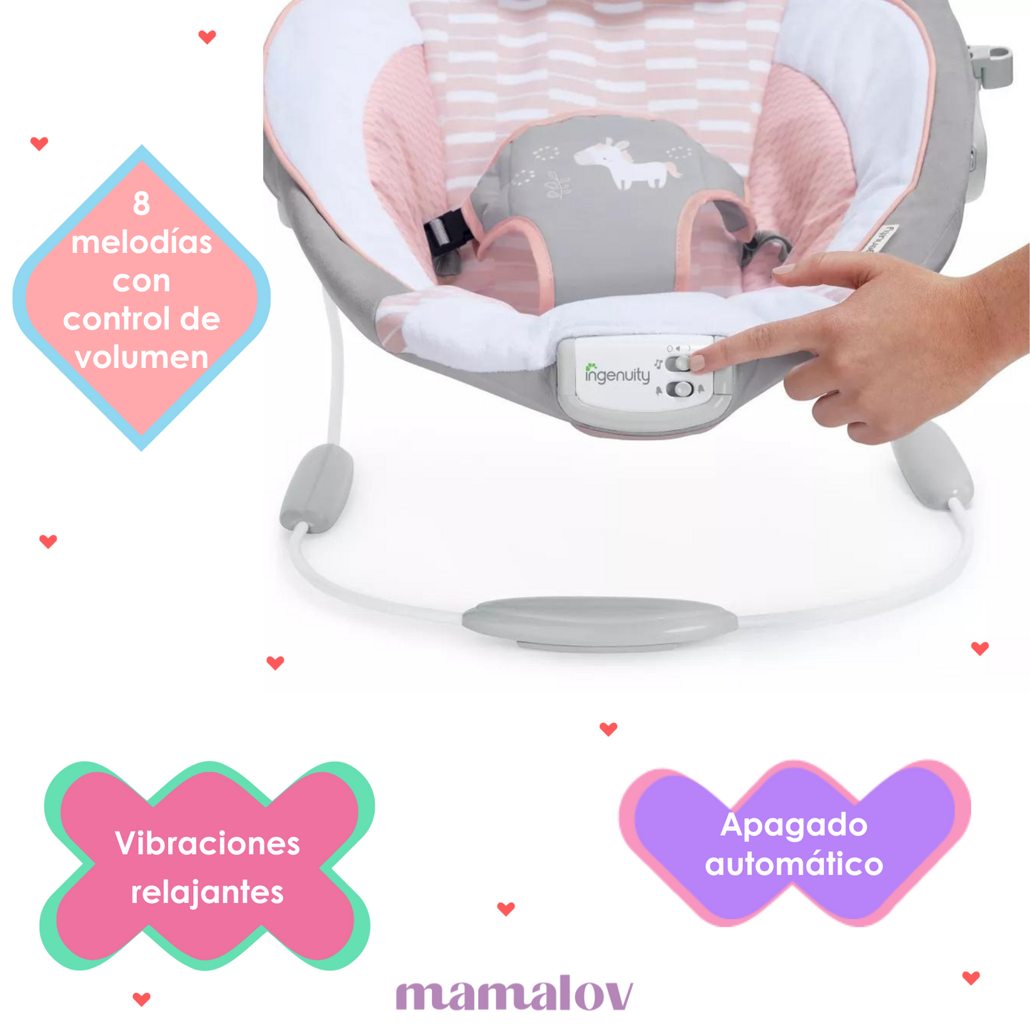 Bouncer Silla Vibradora Flora Unicornio 12201 - Rosa - Ingenuity