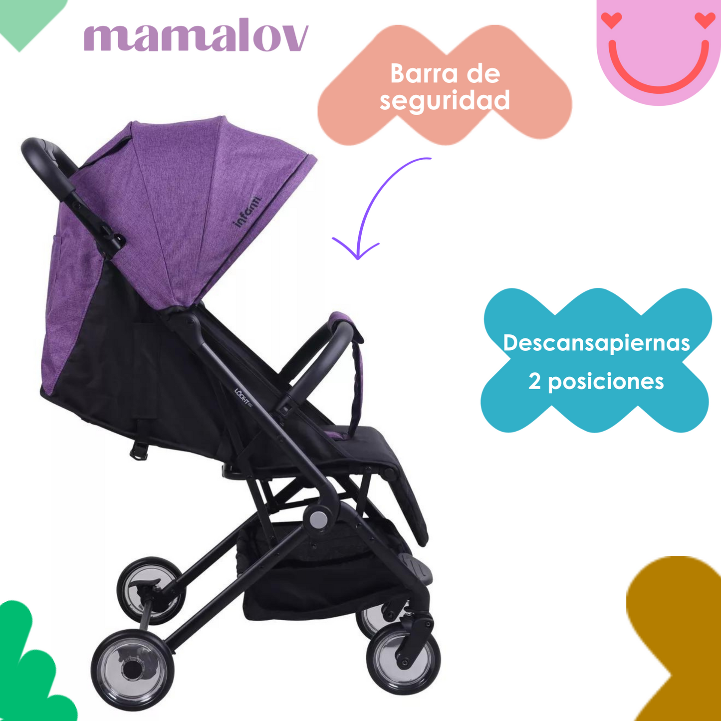 Carriola Para Bebe Lock It Lite Compacta - Morado - Infanti