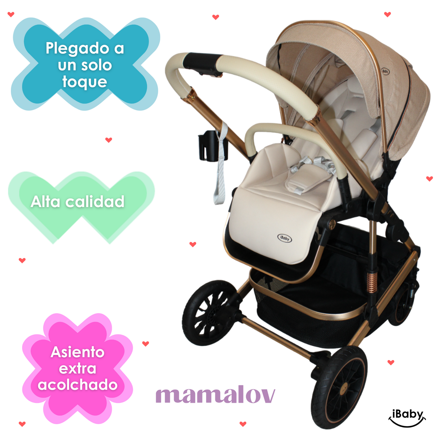 Carriola 4 en 1 Reversible Con Portabebé Alessia - Beige - iBaby