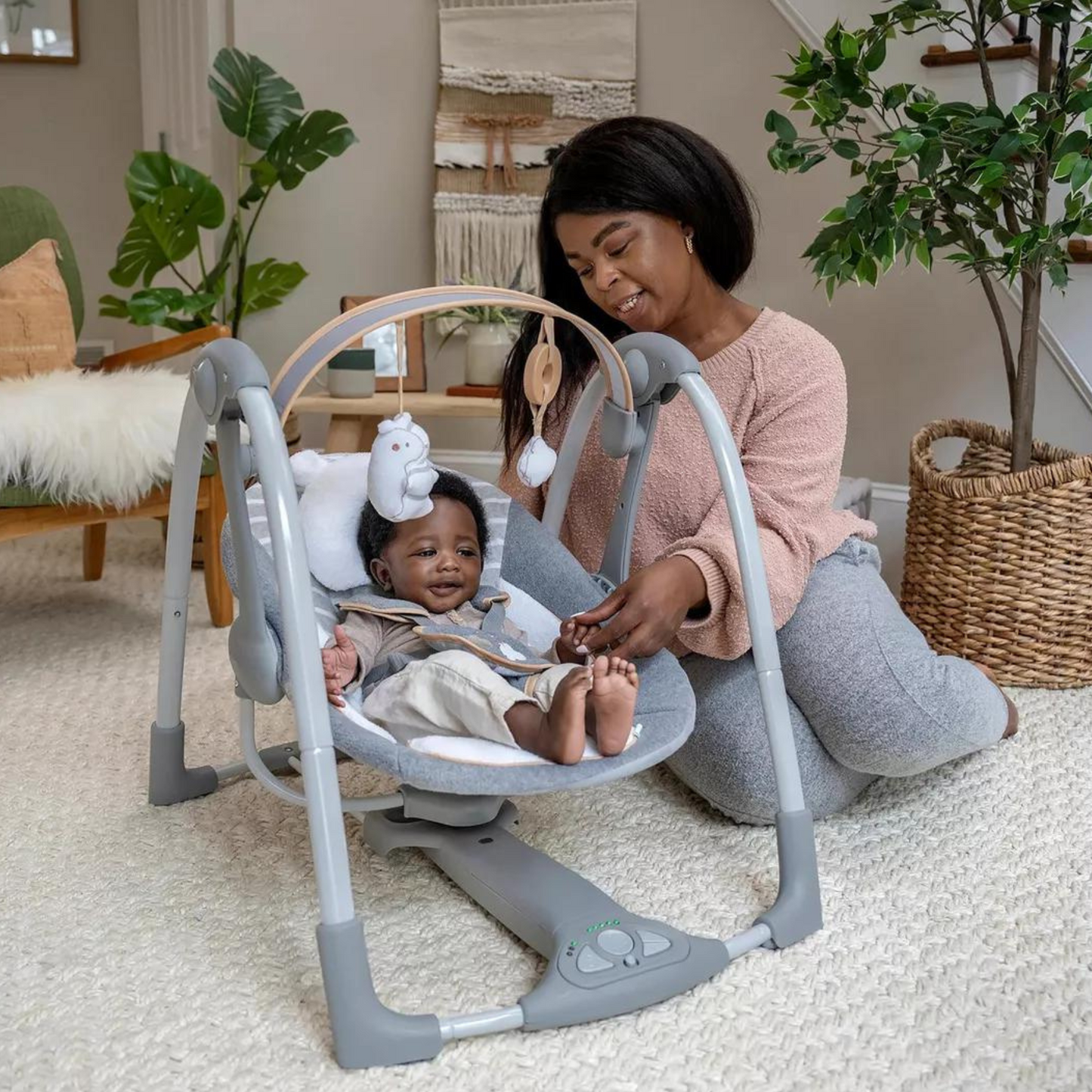 Columpio Mecedora De Bebé Swing N Go Portable Swin - Gris - Ingenuity