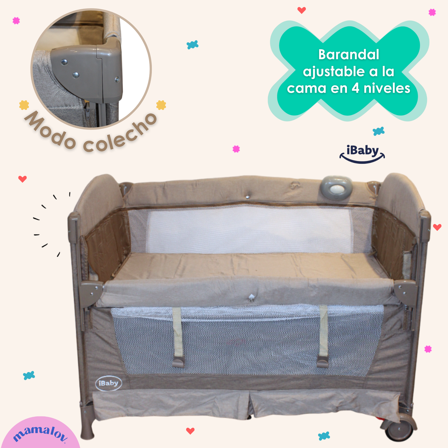 Cuna Corral Mecedora Y Colecho 4en1 Para Bebés Tuscani Ibaby