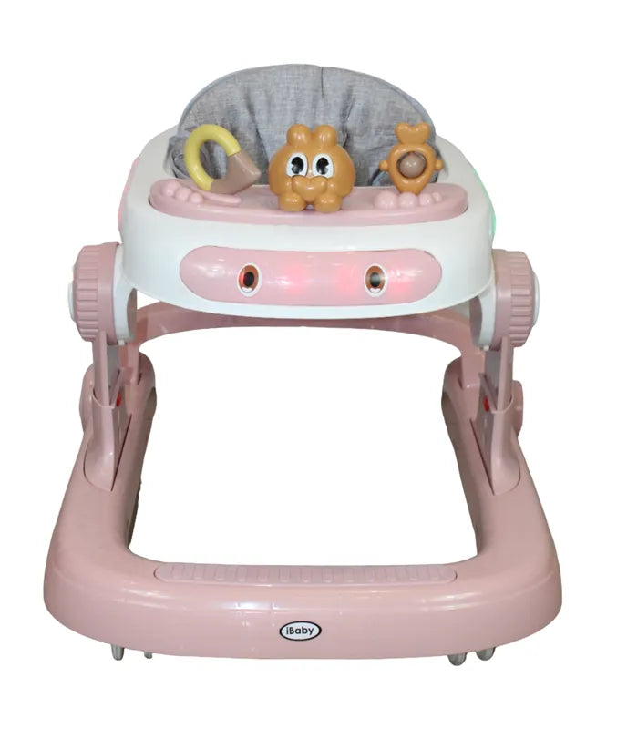Andadera Y Caminadora 3 En 1 Musical Luces Led Rosa Ibaby
