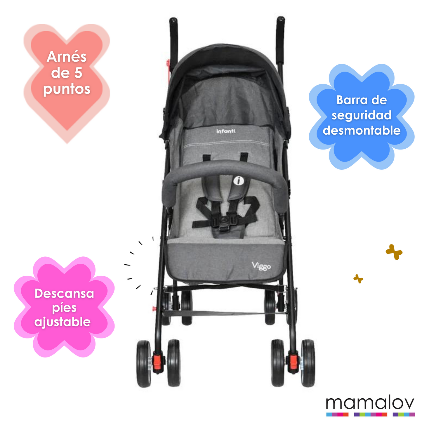 Carriola Para Bebé Viggo Ligera Plegable Gris - Infanti
