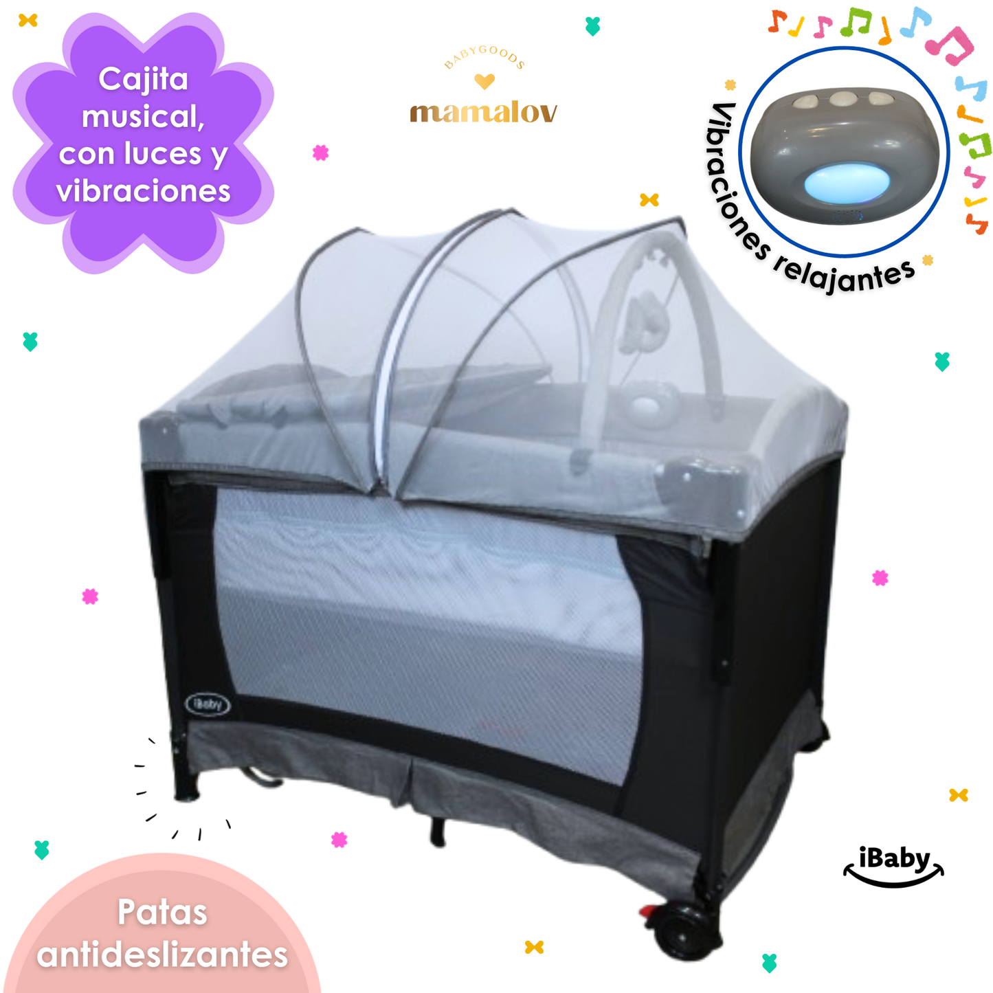 Cuna Corral Mecedora Y Colecho 4en1 Para BebǸs Tuscani Ibaby