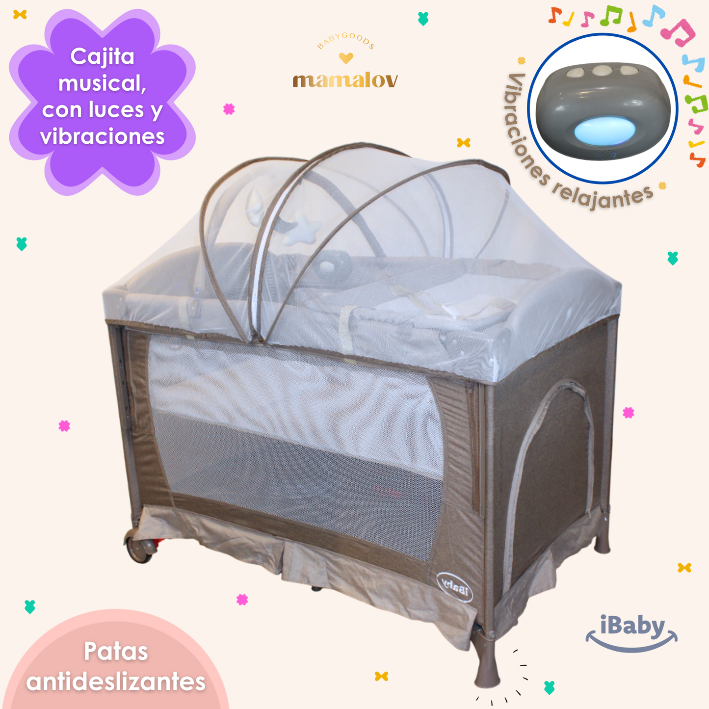 Cuna Corral Mecedora Y Colecho 4en1 Para BebǸs Tuscani Ibaby