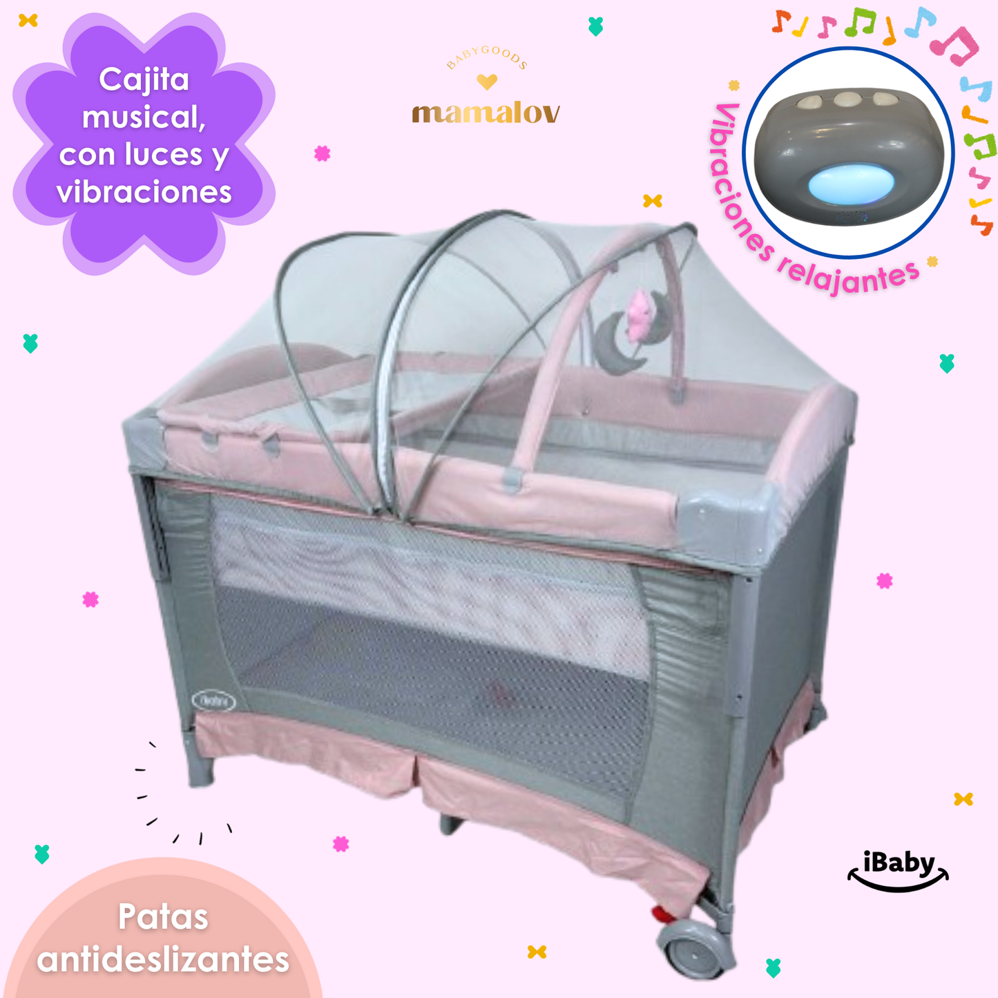 Cuna Corral Mecedora Y Colecho 4en1 Para BebǸs Tuscani Ibaby