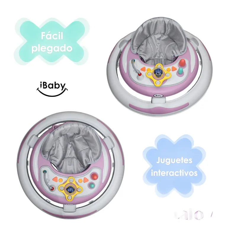 Andadera Para Bebes Plegable Musical Ping Rosa ibaby