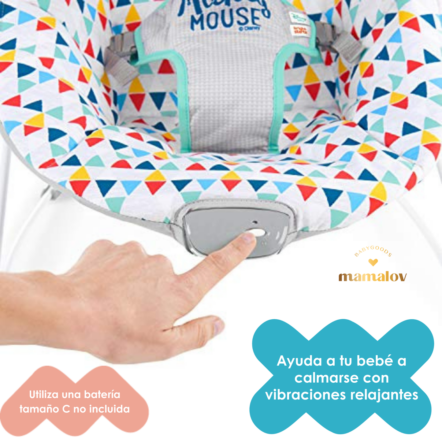 Silla Bouncer Vibradora Mickey Mouse Happy Triangles 11896 - Bright Starts