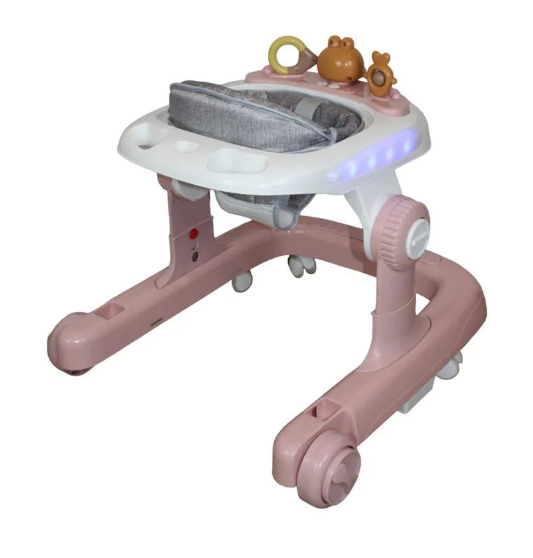 Andadera Y Caminadora 3 En 1 Musical Luces Led Rosa Ibaby
