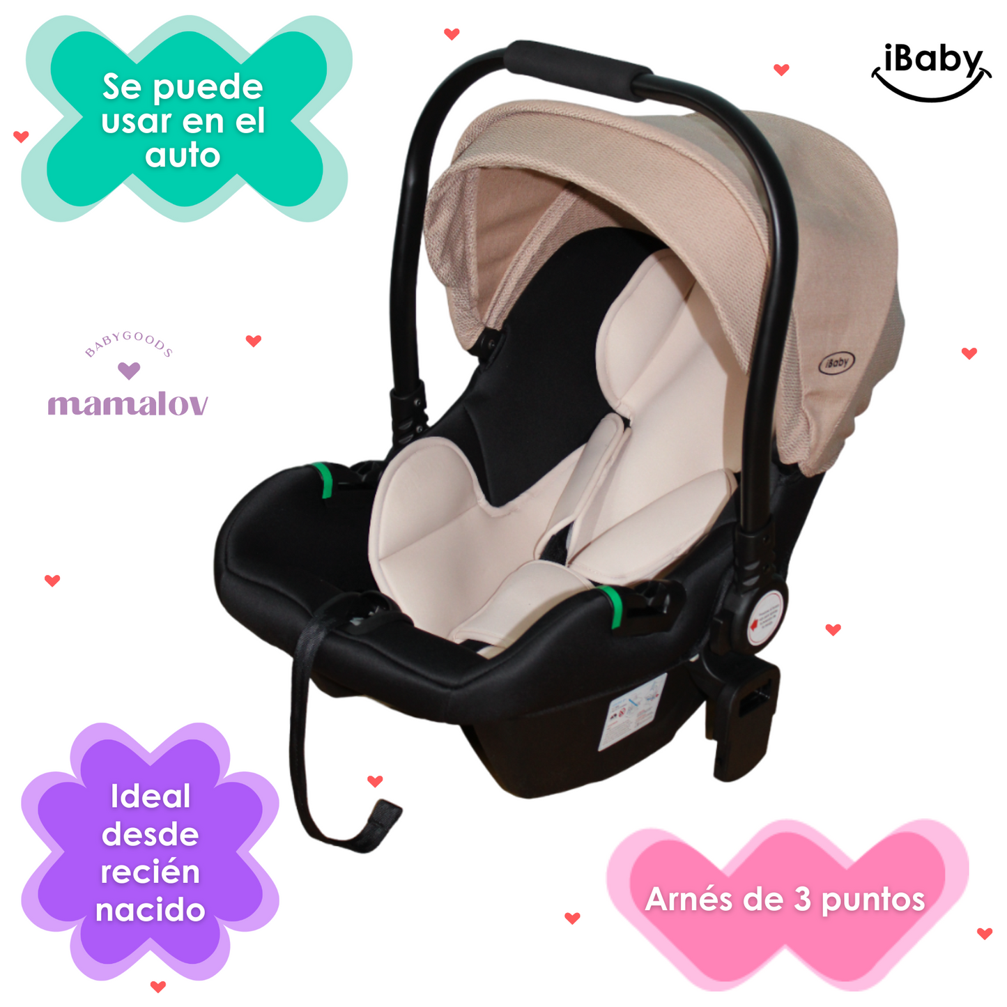 Carriola 4 en 1 Reversible Con Portabebé Alessia - Beige - iBaby