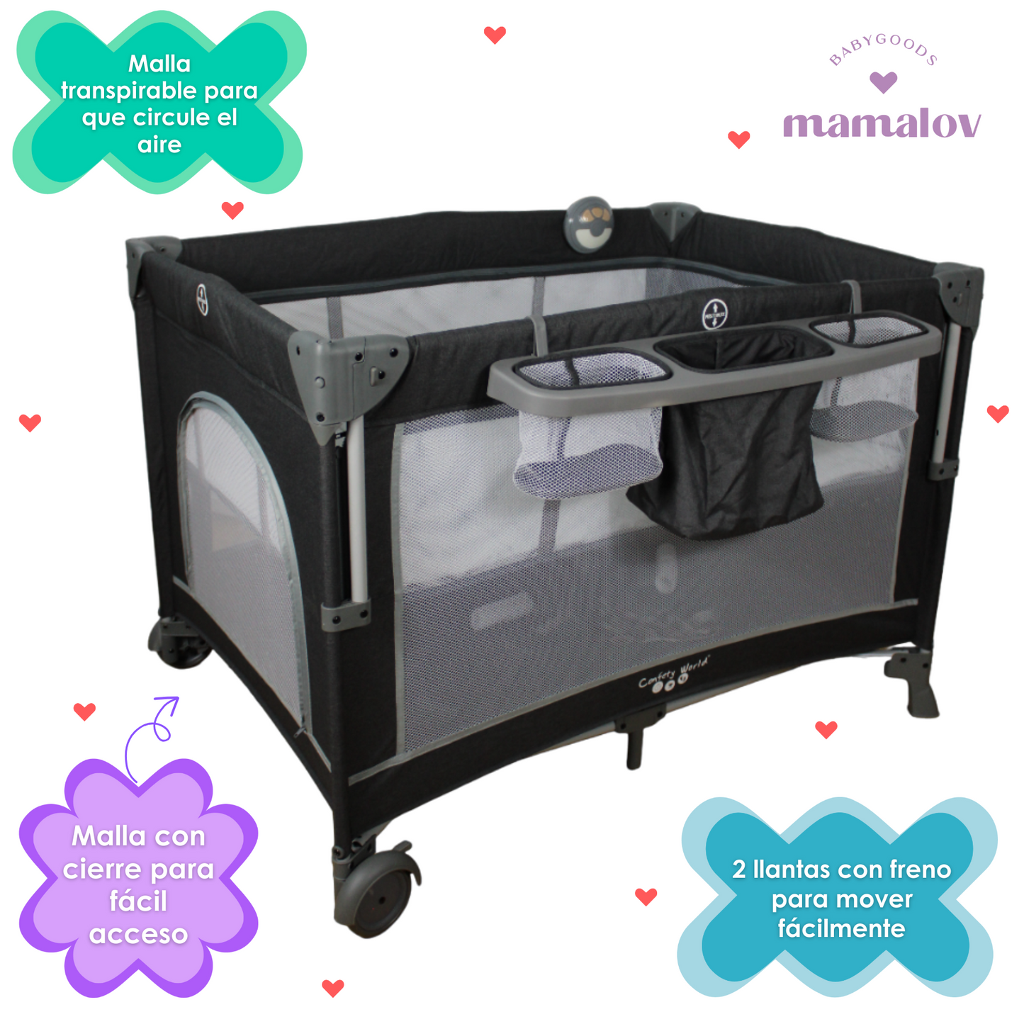 Cuna De Viaje Para Bebé Colecho Con Mosquitero Ts001 - Negro - Confety World