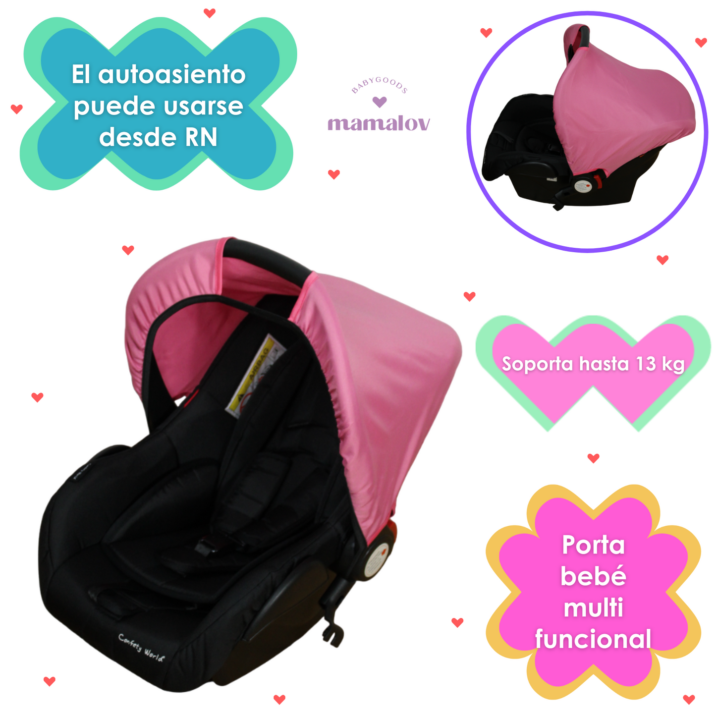 Carriola Para Bebés Plegado Tipo Maleta Viajera Maggie - Rosa - Confety