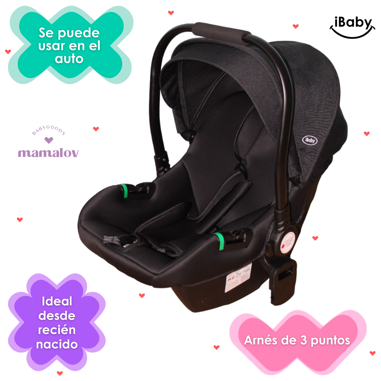 Carriola 4 en 1 Reversible Con Portabebé Alessia - Negro - iBaby