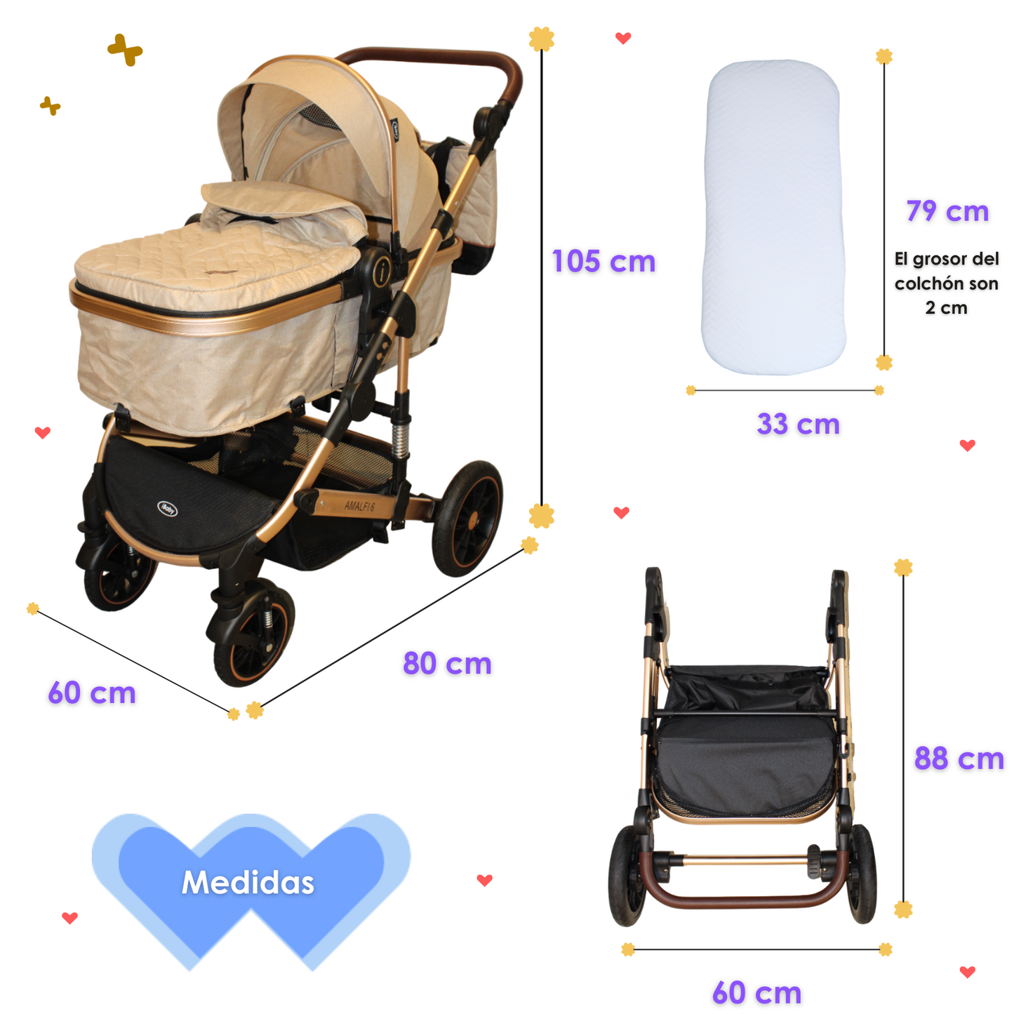Carriola 6 En1 | Mecedora | Autoasiento | Amalfi - Beige - Ibaby