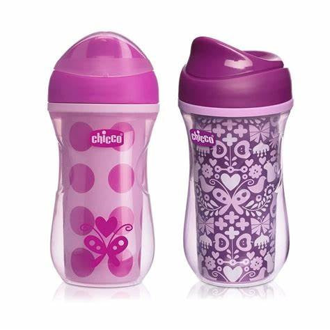 Set Vaso Entrenador con Boquilla Aislante 9 onzas - Rosa Chicco