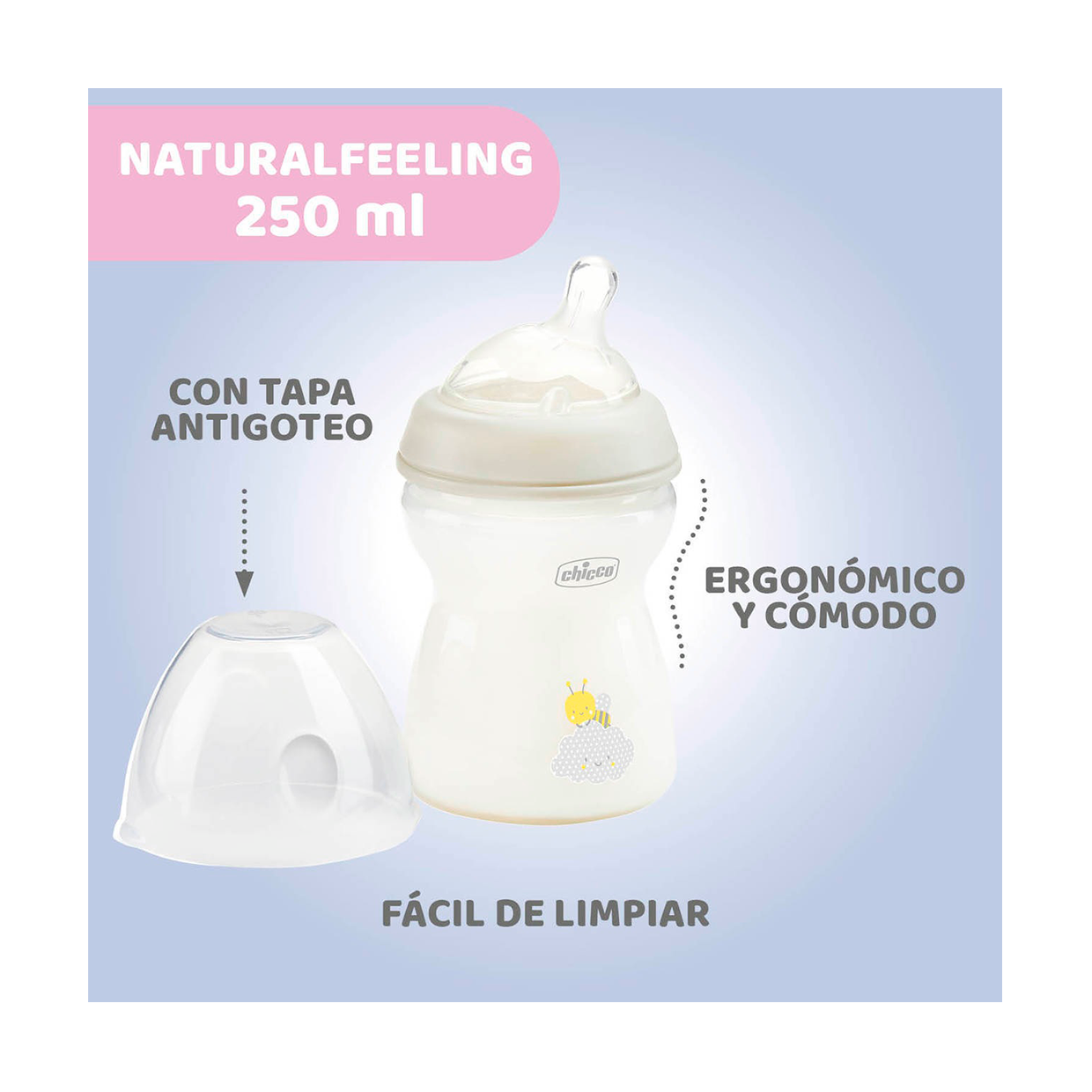 Biberon Natural Feeling 250ml - Azul 5364 Chicco