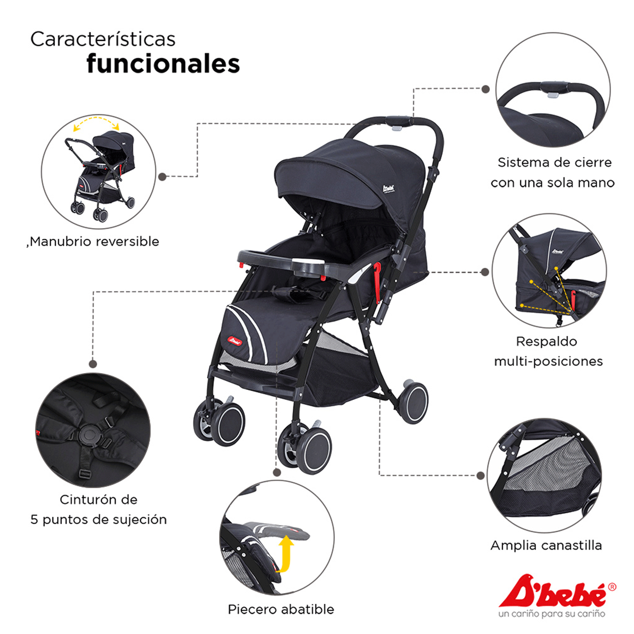 CARRIOLA REVERSIBLE LU BABY NEGRO D'BEBE 53 NEGRO