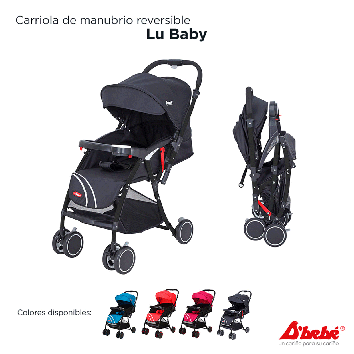 CARRIOLA REVERSIBLE LU BABY NEGRO D'BEBE 53 NEGRO