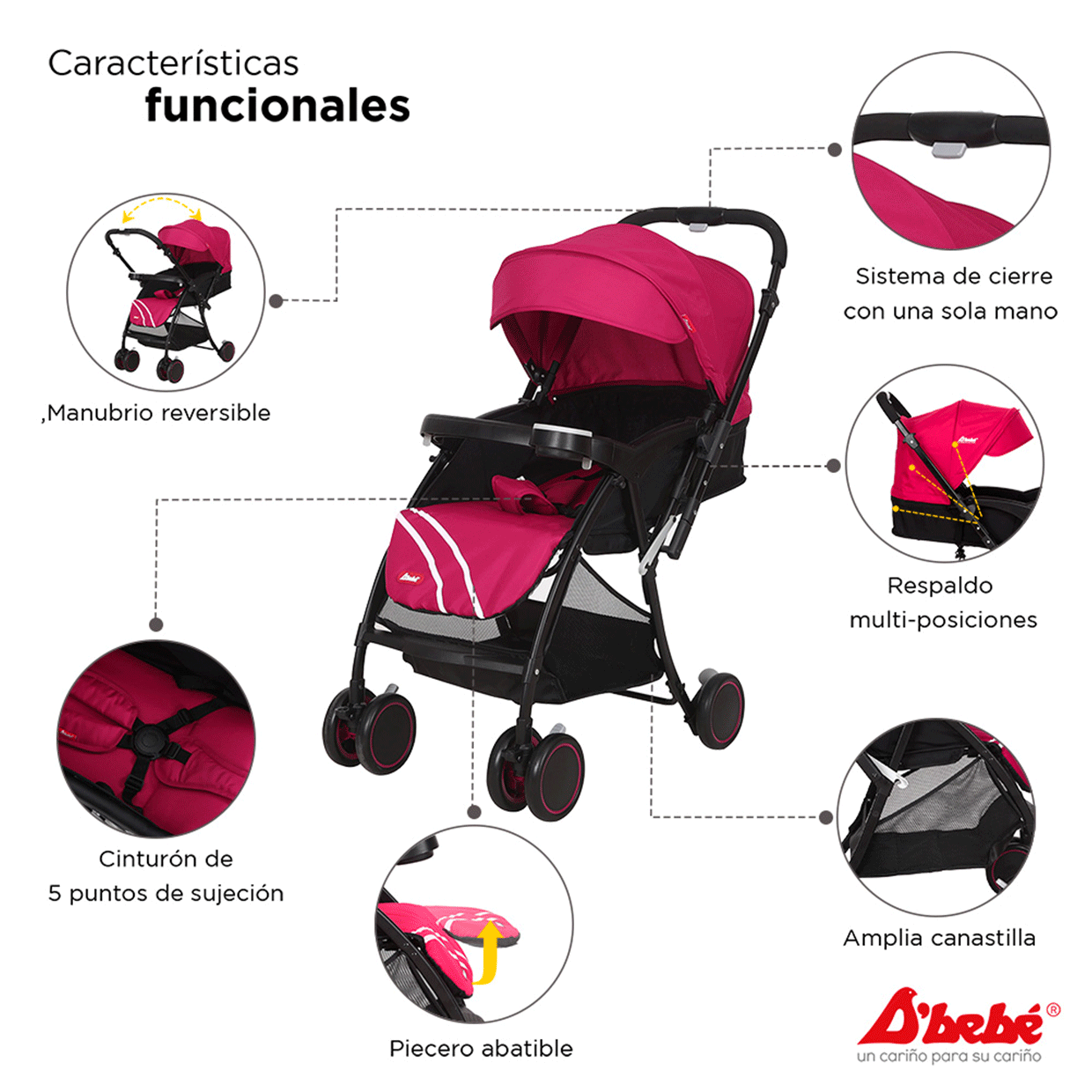 Carriola Reversible Lu Baby - Rosa 53ROSA D'bebe
