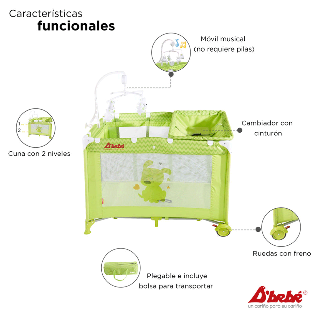 Corral Cuna Zoo Baby - Verde 95VERDE D'Bebe