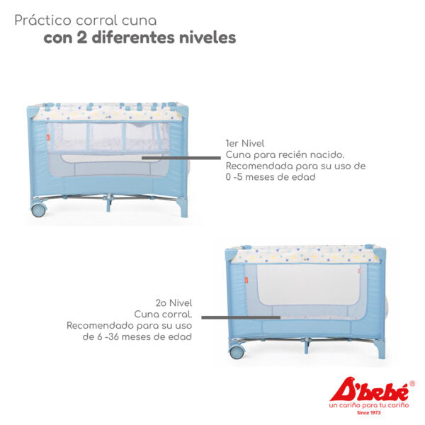 Cuna Corral Con Mosquitero D Beb Rest Plegable Azul
