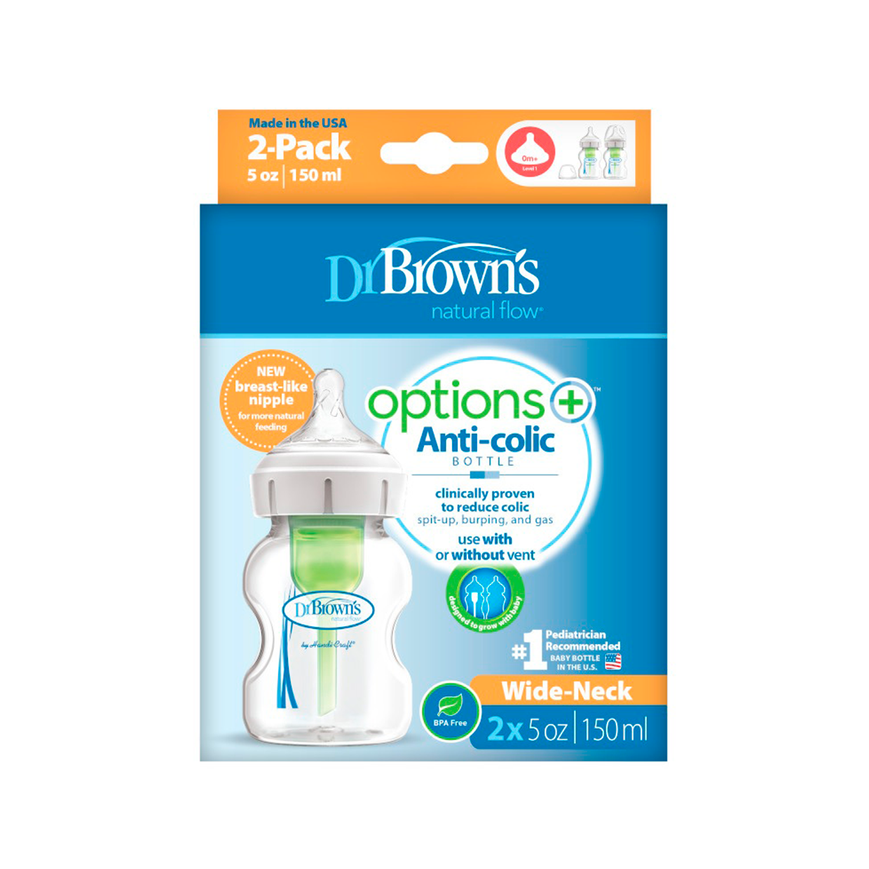 Biberon Cuello Ancho Options Plus 5 oz - WB52600 Dr. Brown's