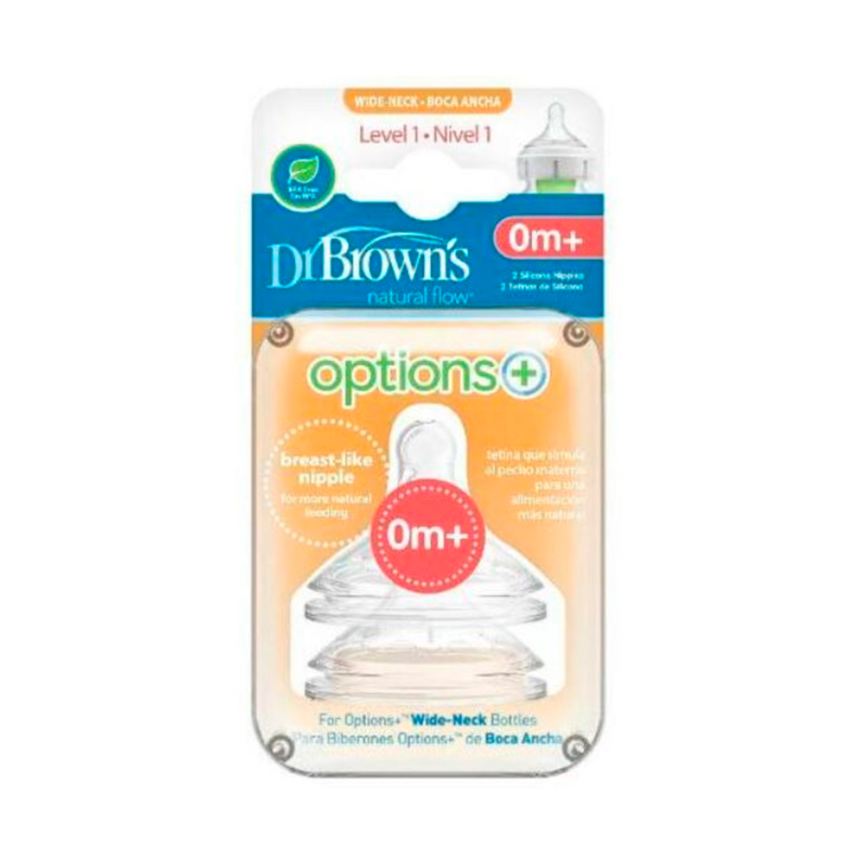 Tetina Options Cuello Ancho Nivel 1 2pk - Dr Brown's