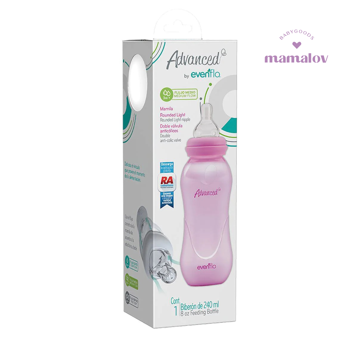 Biberon Slim Advance Girl 8oz - Evenflo
