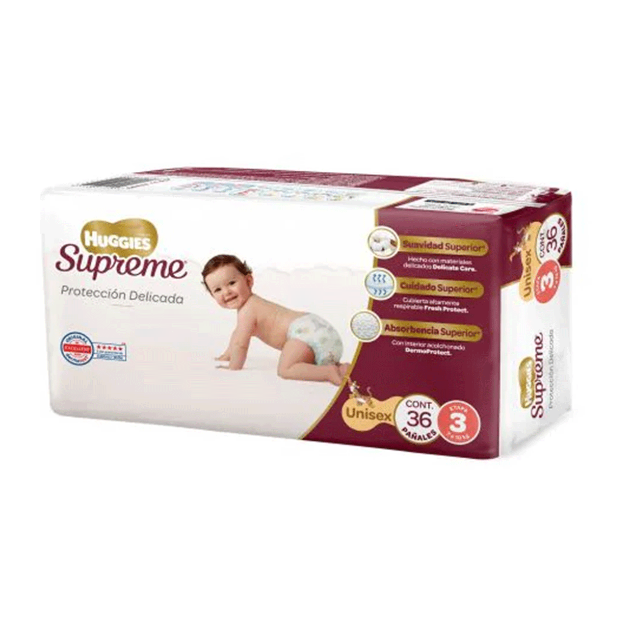 PAÑAL HUGGIES SUPREME ETAPA 3 UNISEX 36 PIEZAS