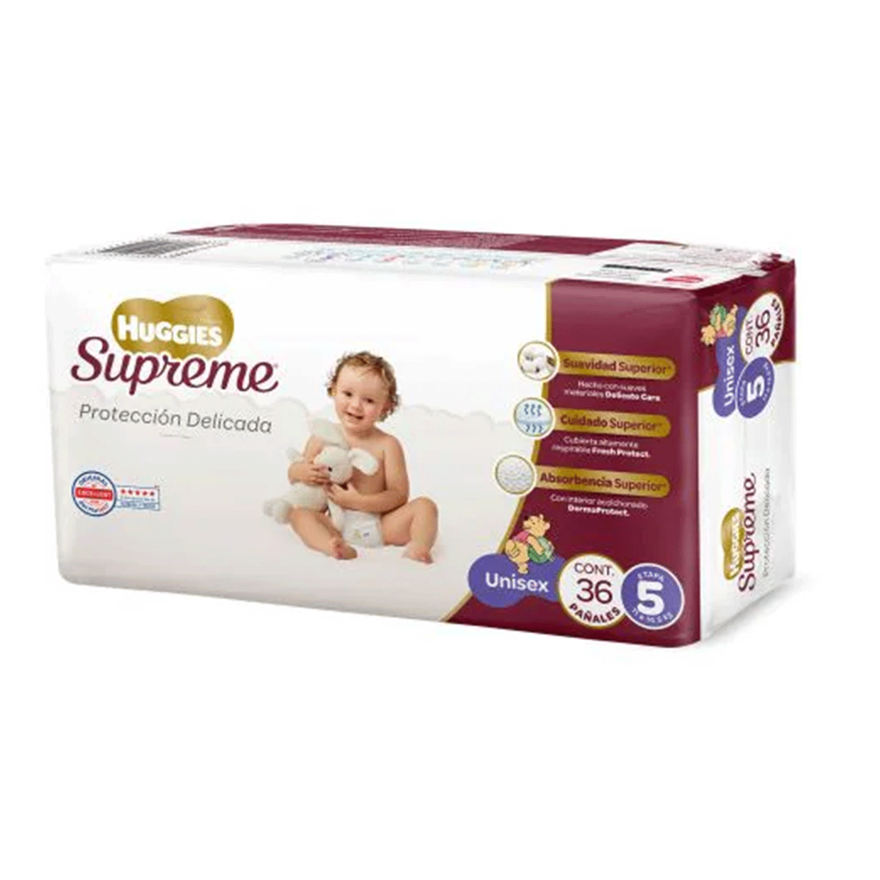 PAÑAL HUGGIES SUPREME ETAPA 5 UNISEX 36 PIEZAS