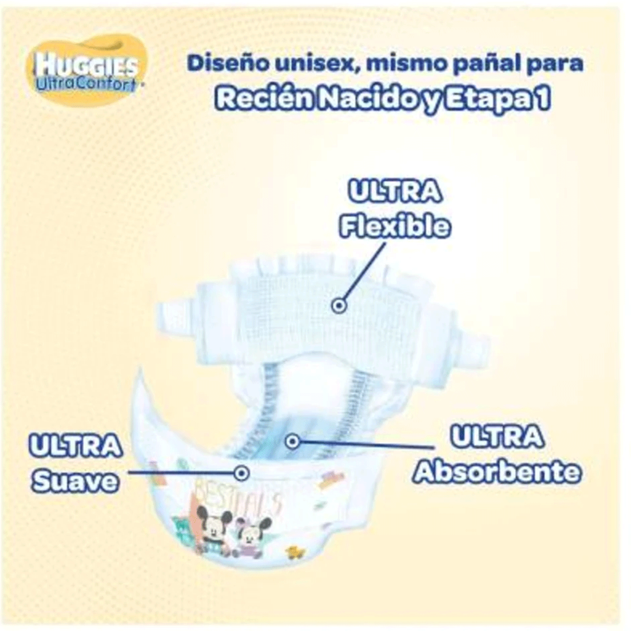 Pañales Huggies UltraConfort Etapa 1 Recien Nacido 40 piezas 64543