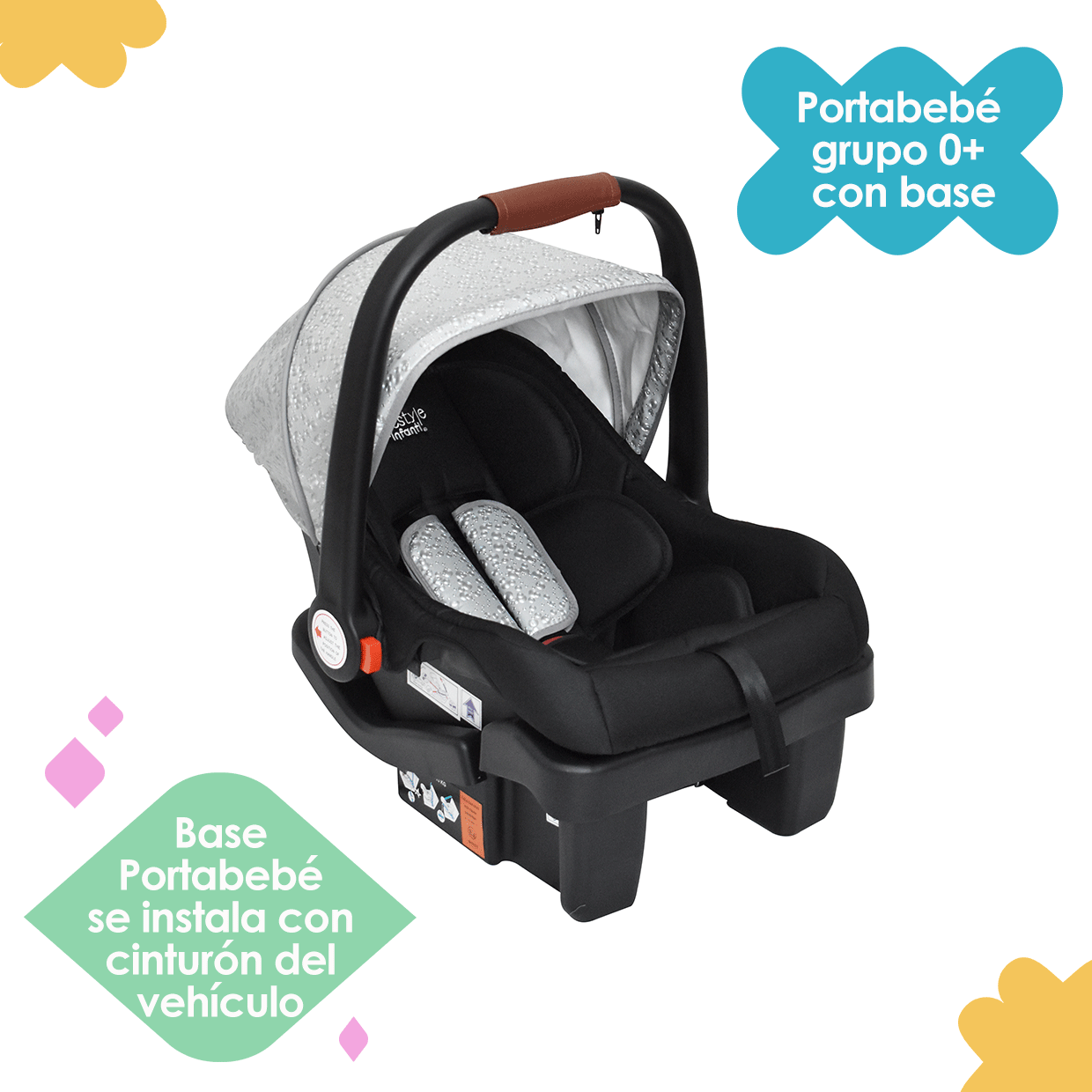 Carriola Travel System 4 en 1 Aston Gold Silver Bubbles Infanti