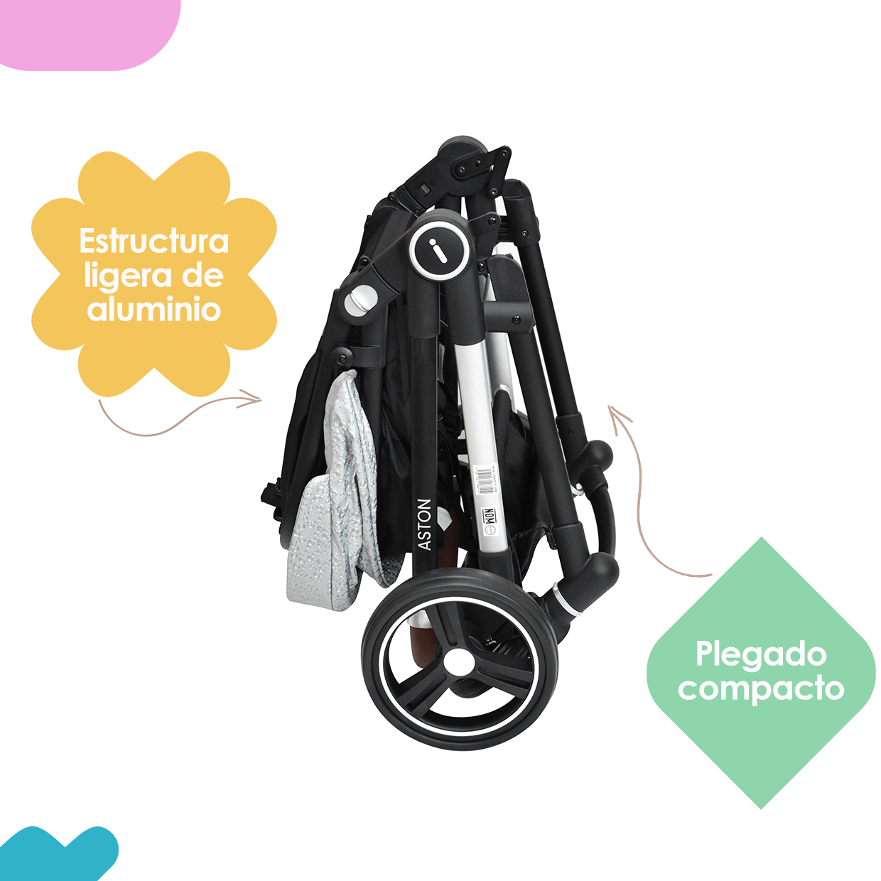 Carriola Travel System 4 en 1 Aston Gold Silver Bubbles Infanti