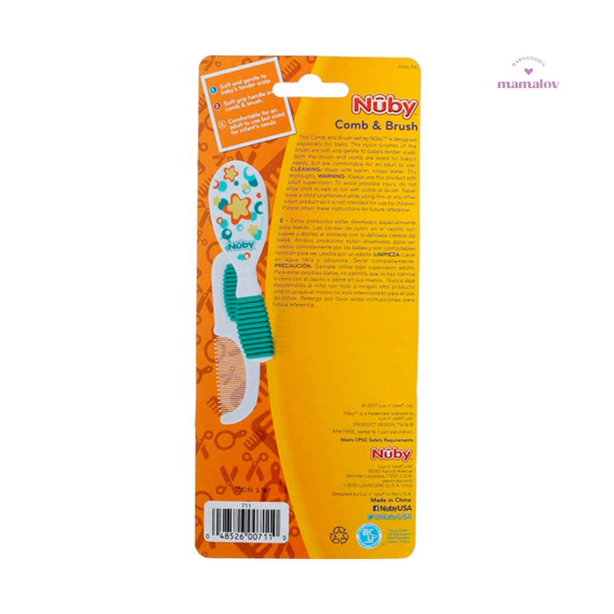 Super Cepillo y Peine de Mango Suave - CD 711 Nuby