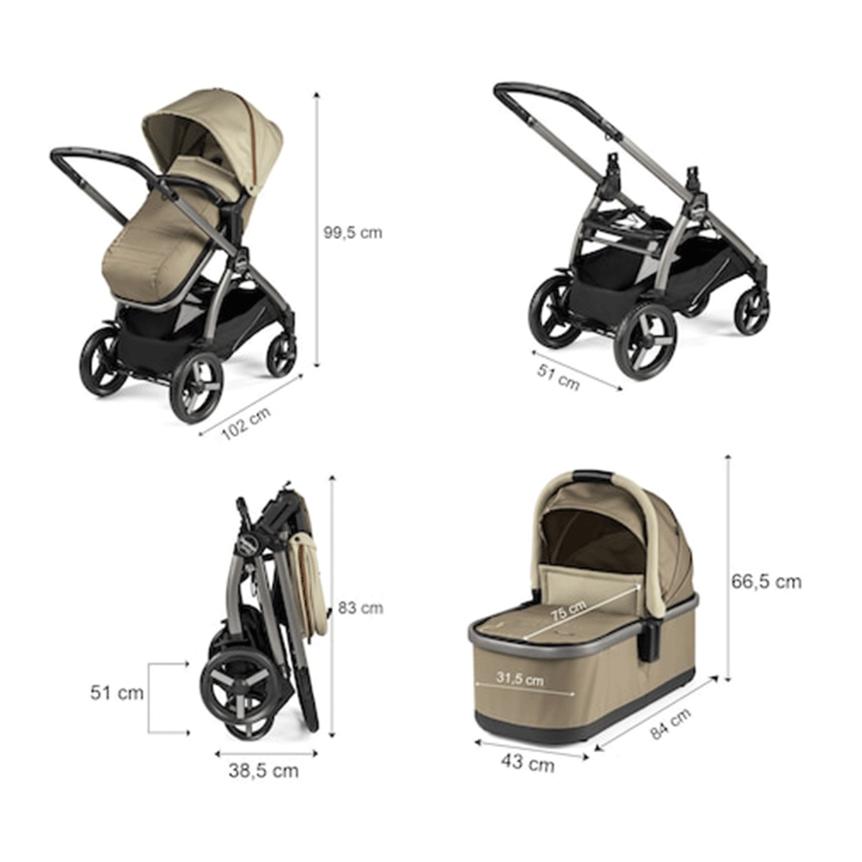 Combo 2 en 1 Ypsi Class Beige SU36DX56 Peg-Perego