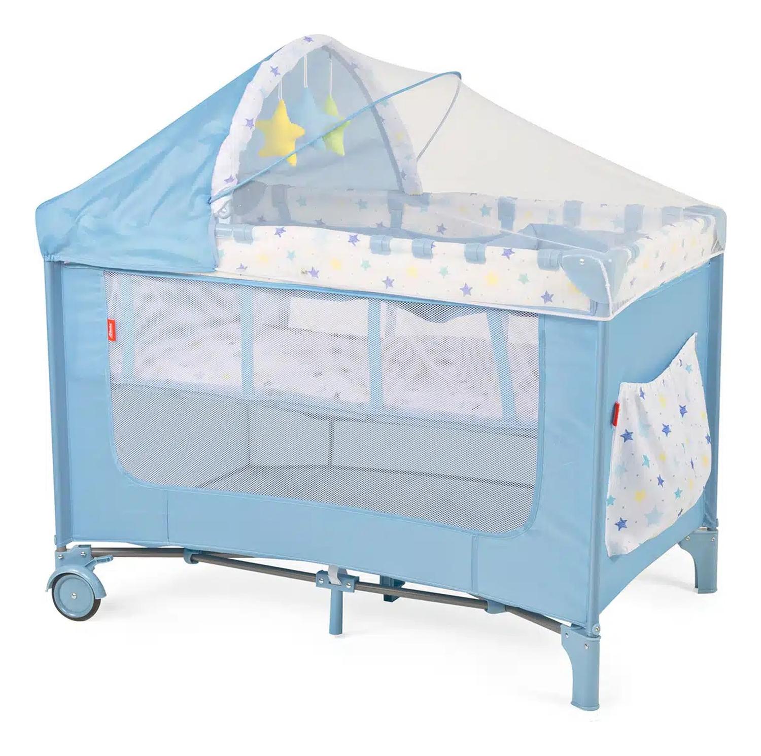 cuna viajera evenflo Cuna Corral Con Mosquitero D Bebe Rest Plegable Azul – Mamalov