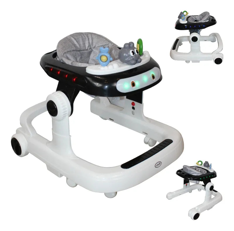 Andadera Y Caminadora 3 En 1 Musical Luces Led Negro Ibaby