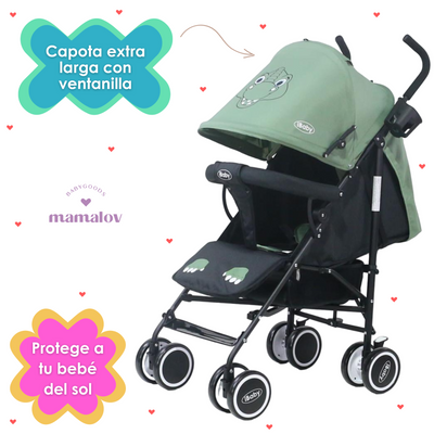 Carriola De Bastón Plegable Para Bebé Aleé Dino - Verde - iBaby