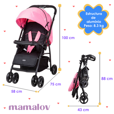 Carriola Travel System Go Lite - Rosa - Bebesit